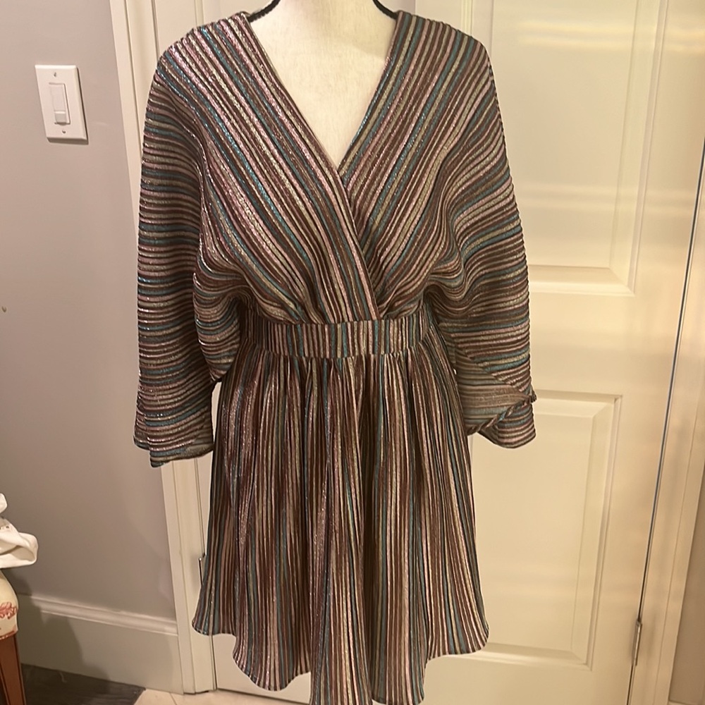 Harlyn silver metallic striped dress